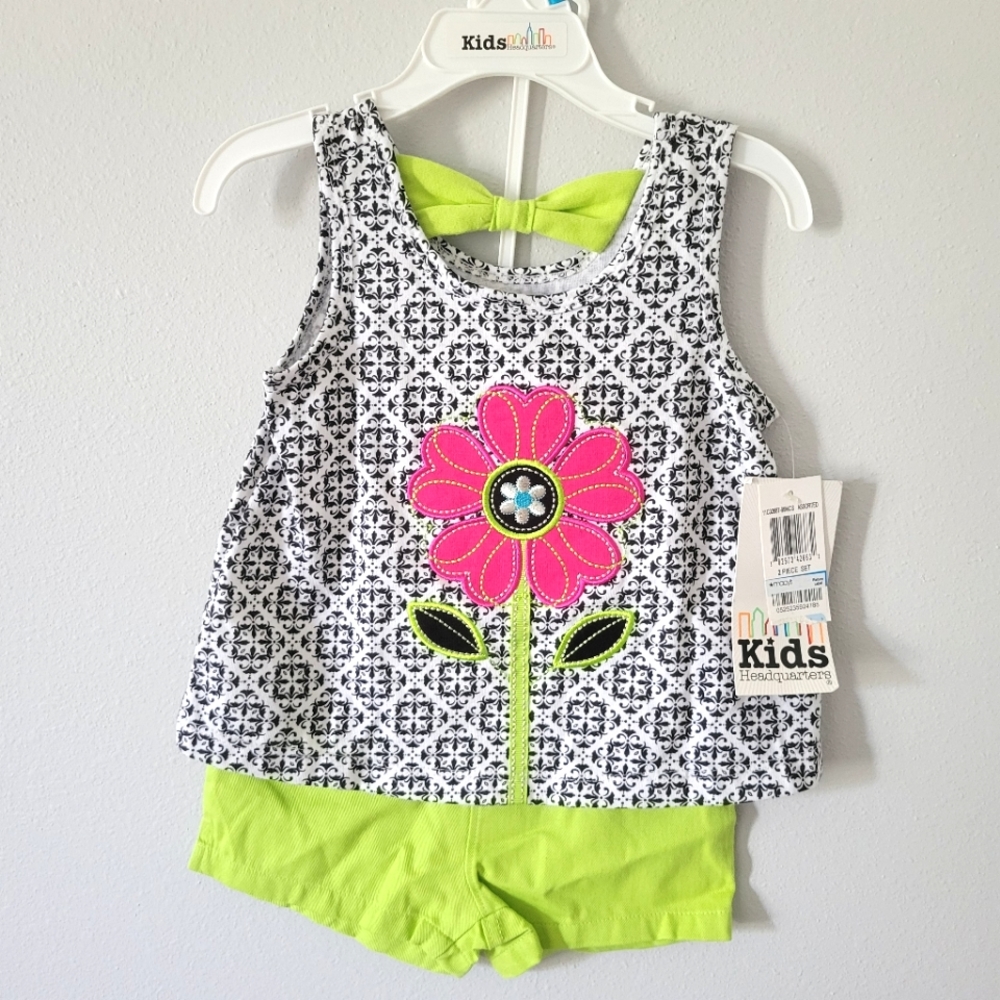 NWT Kids Headquarters Summer Outfit 2pc Girl 24m